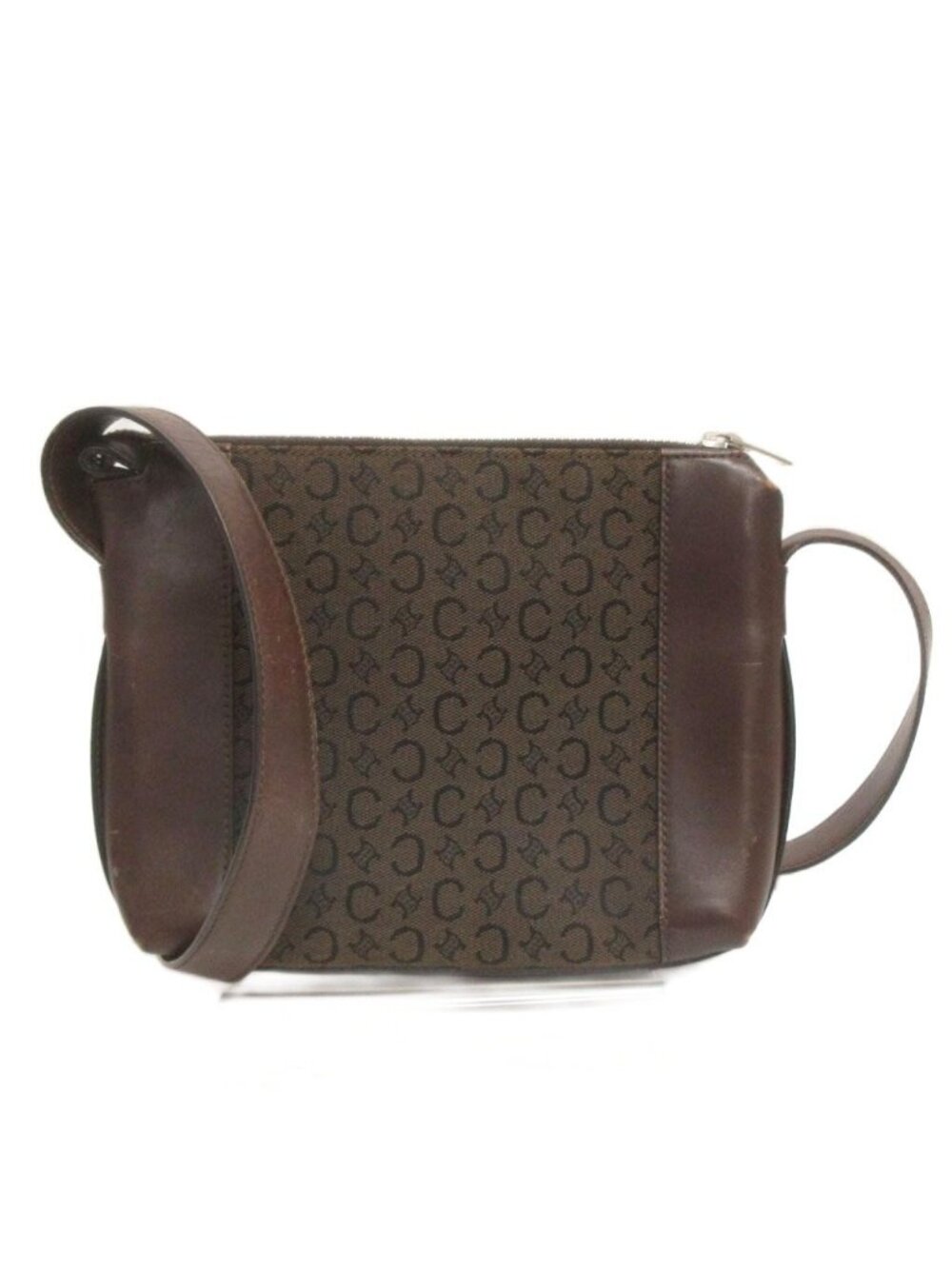 Celine C Macadam Shoulder Bag Crossbody Canvas Leather Brown